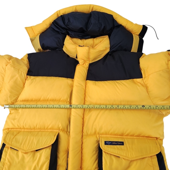 SNOW GOOSE (pre-Canada Goose)Yellow & Black Down Puffer Jacket – vintage rare XL - Picture 15 of 16